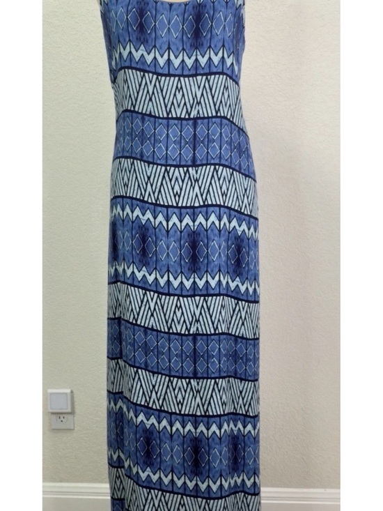 Rory Beca Dresses & Skirts - Rory Beca for Metropark Blue Silk Geometric Tribal Print Maxi Dress Size M